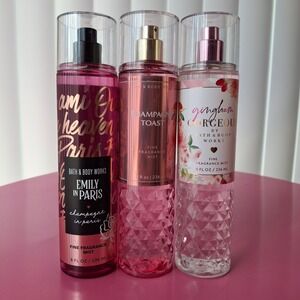 Bath & Body Works EMILY IN PARIS CHAMPAGNE TOAST GINGHAM 3pc Fine Fragrance Mist